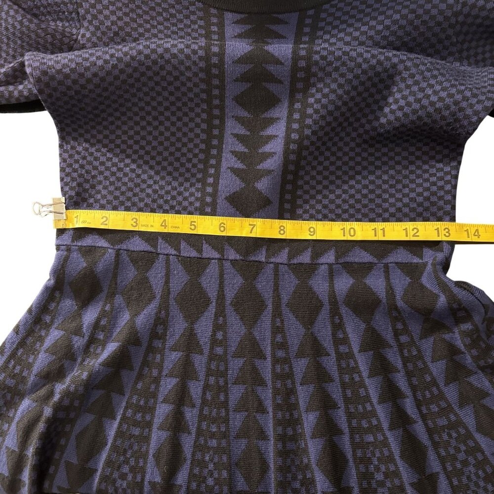 Nina Leonard Size M Geometric Print Knit Dress With 3/4 Sleeves - Picture 9 of 12